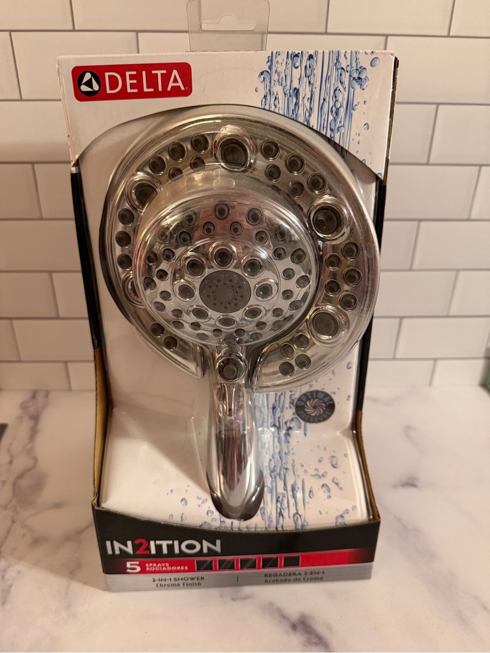 Delta 75595C In2ition 2-in-1 5-Spray Shower Head Chrome NEW Sealed